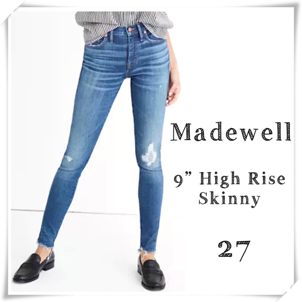 Madewell 9” High Rise Skinny Jeans Ripped Edition